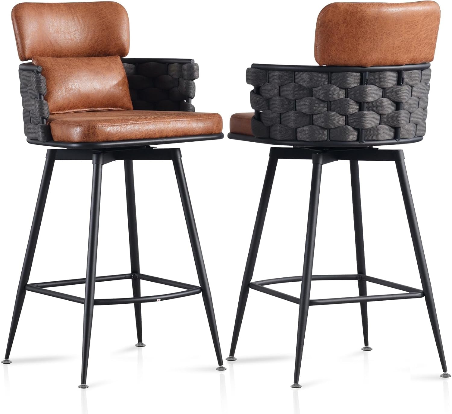 Hand Woven Counter Height Bar Stools Set of Two