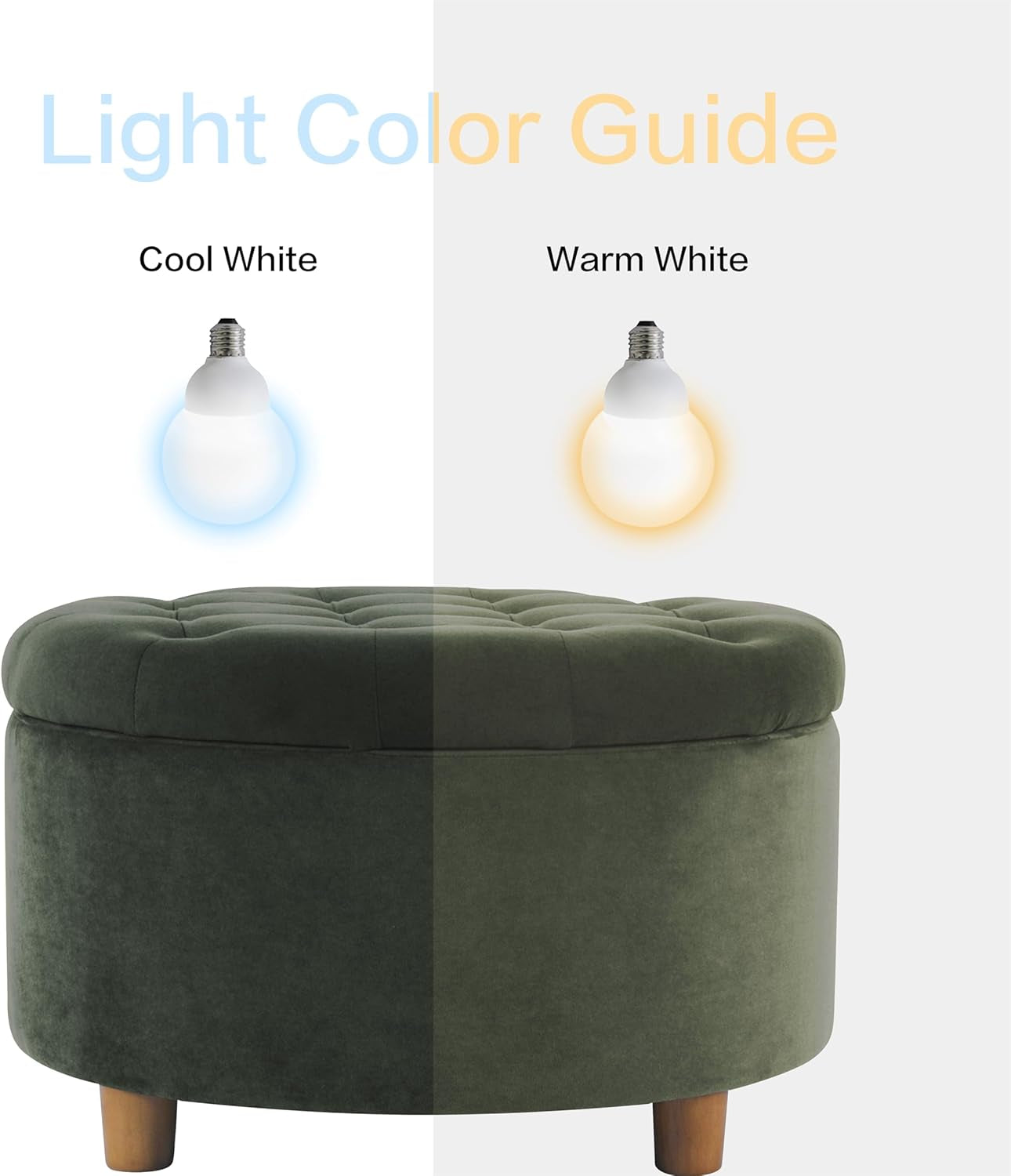 Handcrafted Loden Green Velvet Storage Ottoman 28In