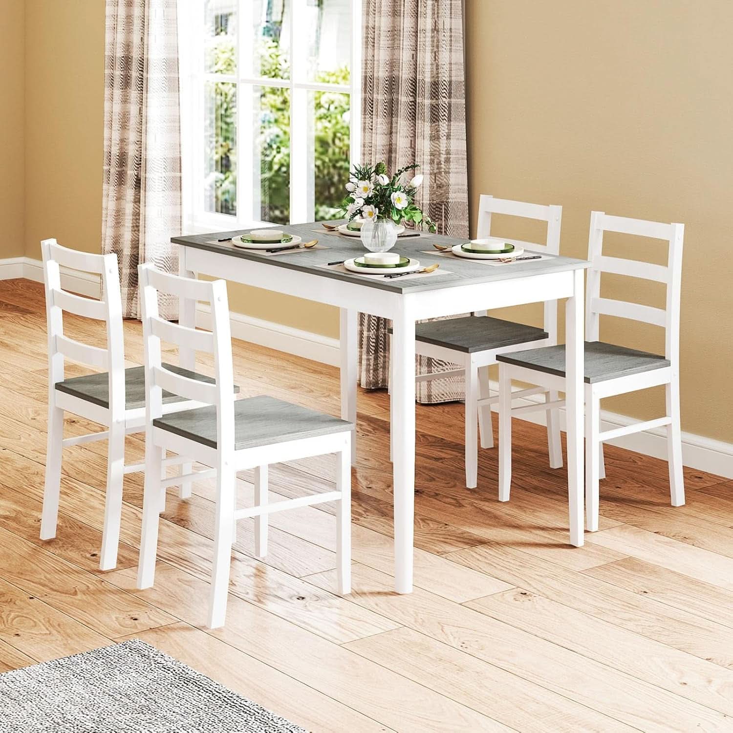 Handcrafted Solid Wood Mid Century Dinette Set Four