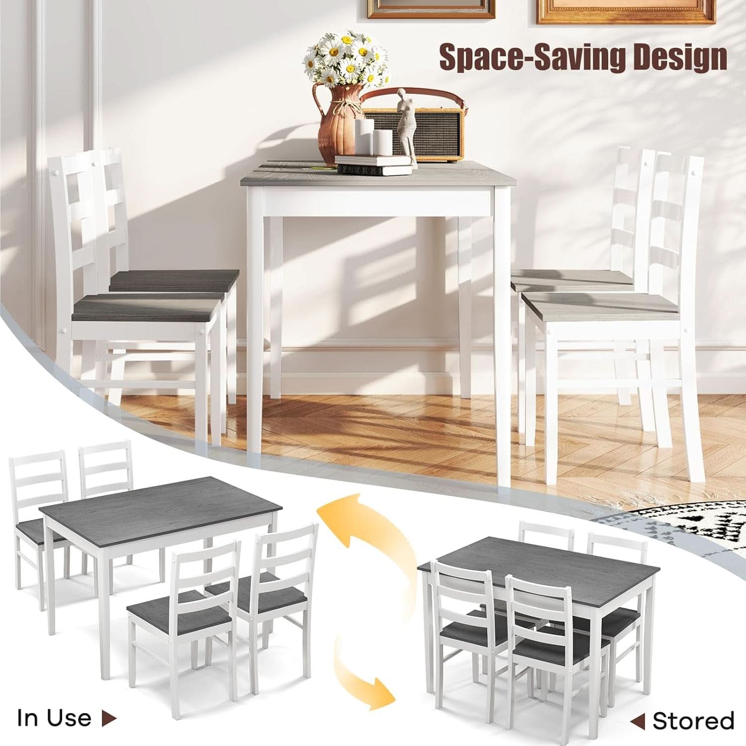 Handcrafted Solid Wood Mid Century Dinette Set Four