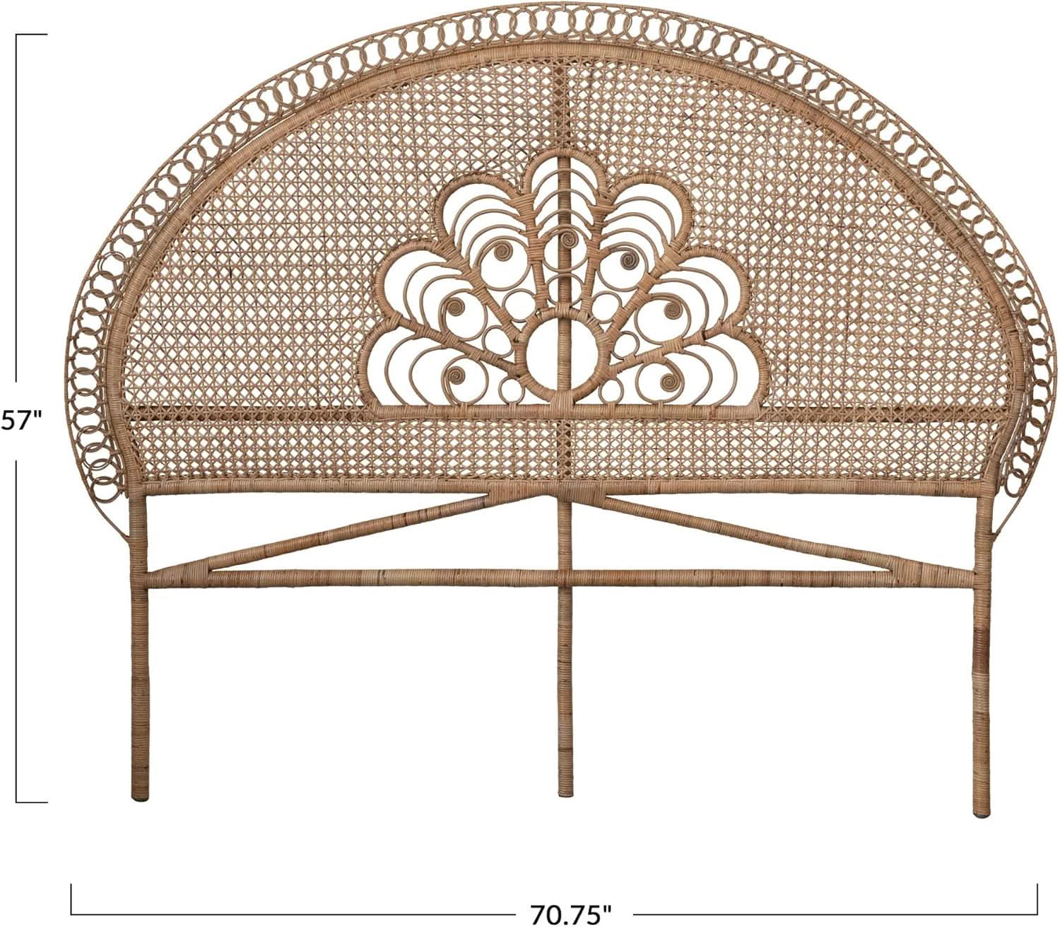 Handmade Rattan King Size Headboard Boho Style Design