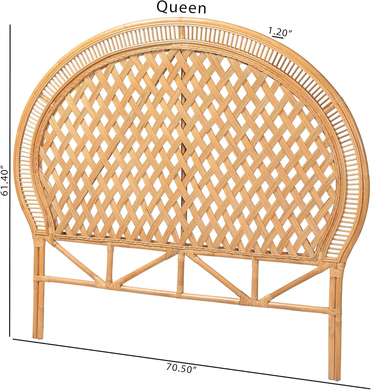 Handwoven Rattan Headboard with Diamond Weave Pattern