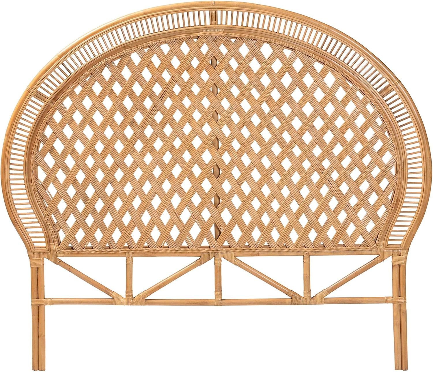 Handwoven Rattan Headboard with Diamond Weave Pattern