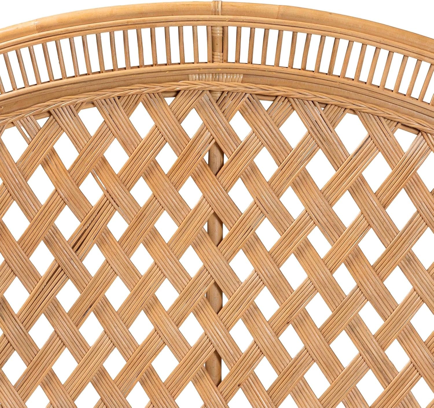 Handwoven Rattan Headboard with Diamond Weave Pattern
