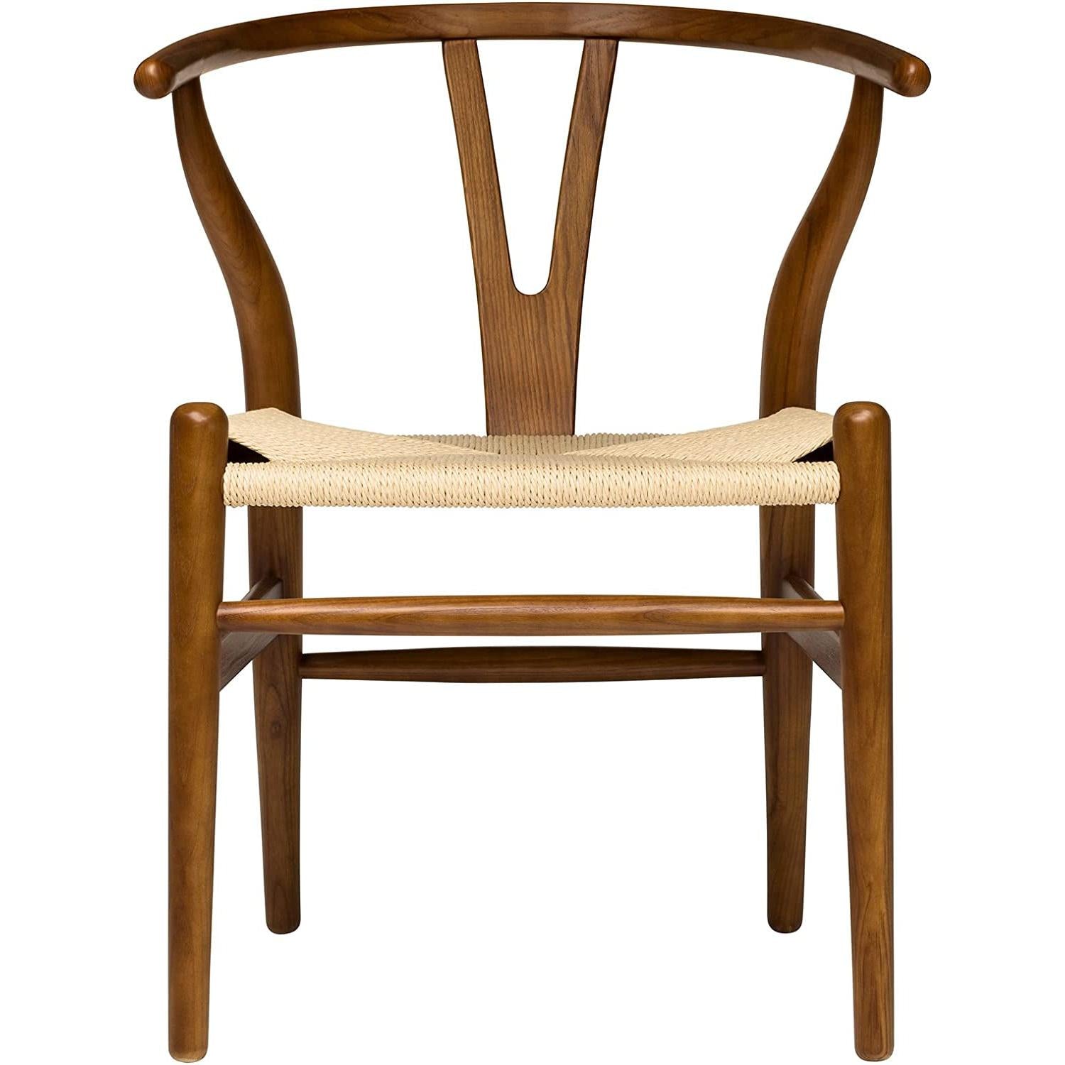 Hans Wegner Woven Seat Chair Walnut Natural Ash Wood Frame