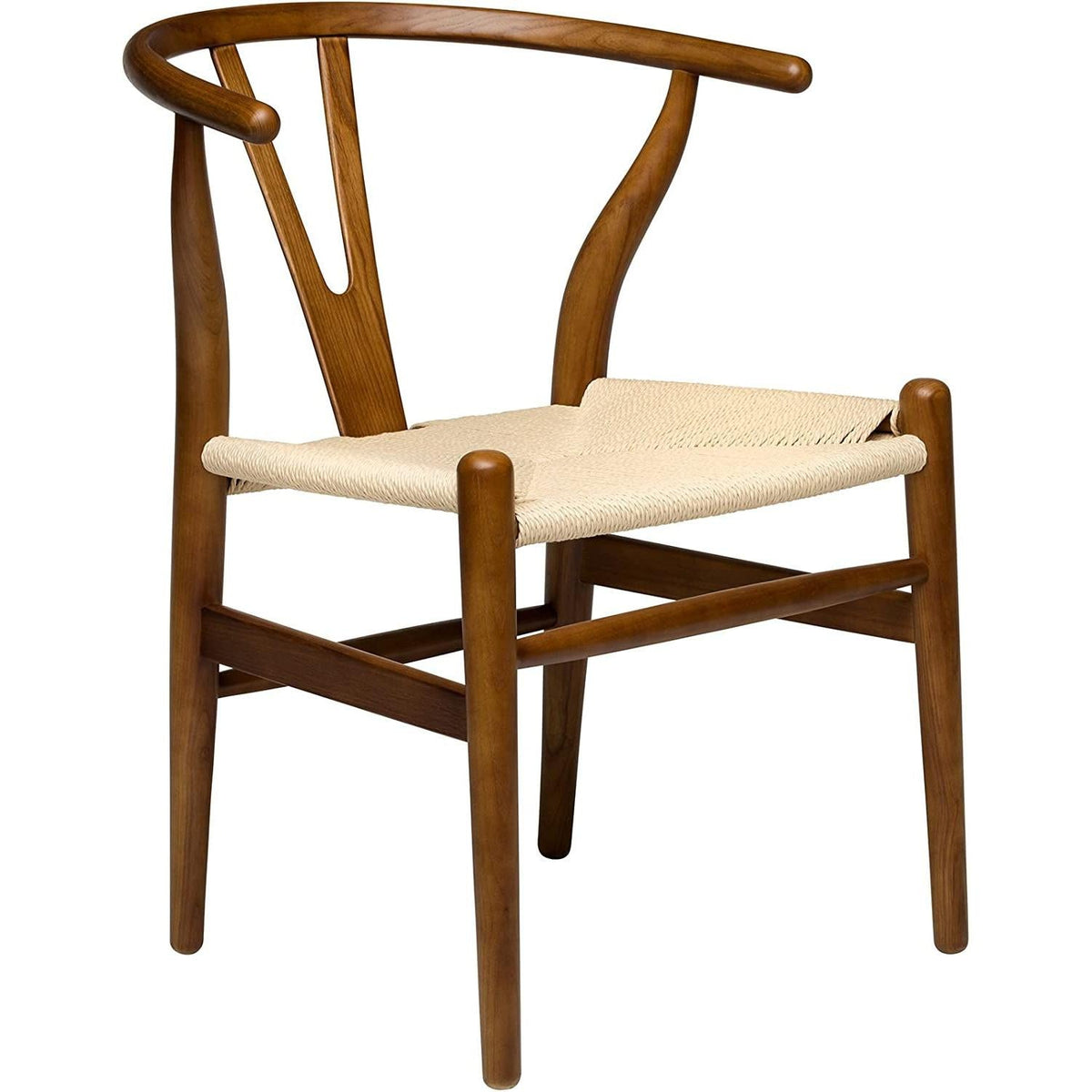 Hans Wegner Woven Seat Chair Walnut Natural Ash Wood Frame