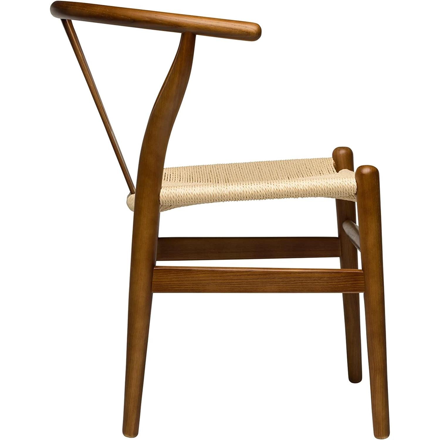 Hans Wegner Woven Seat Chair Walnut Natural Ash Wood Frame