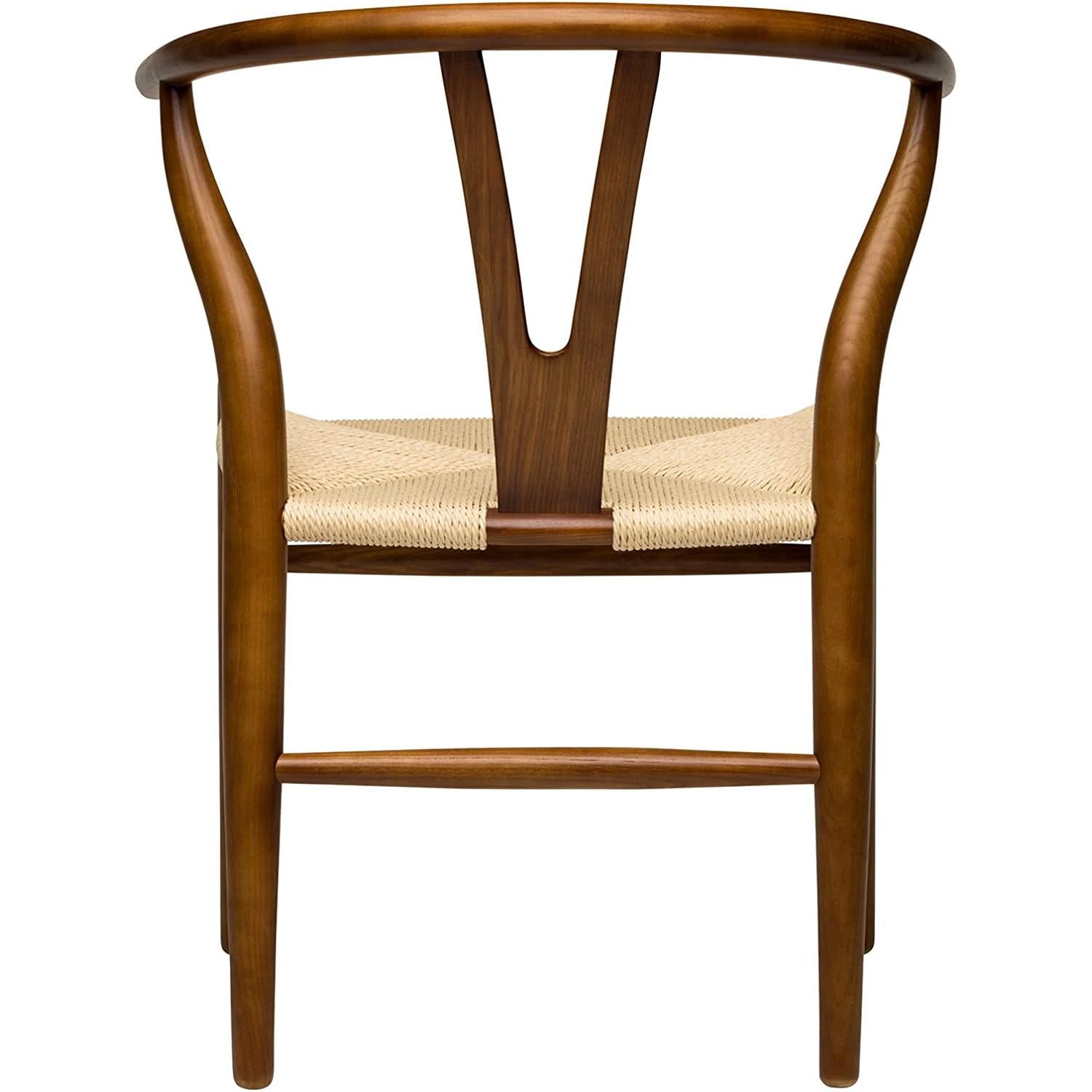 Hans Wegner Woven Seat Chair Walnut Natural Ash Wood Frame