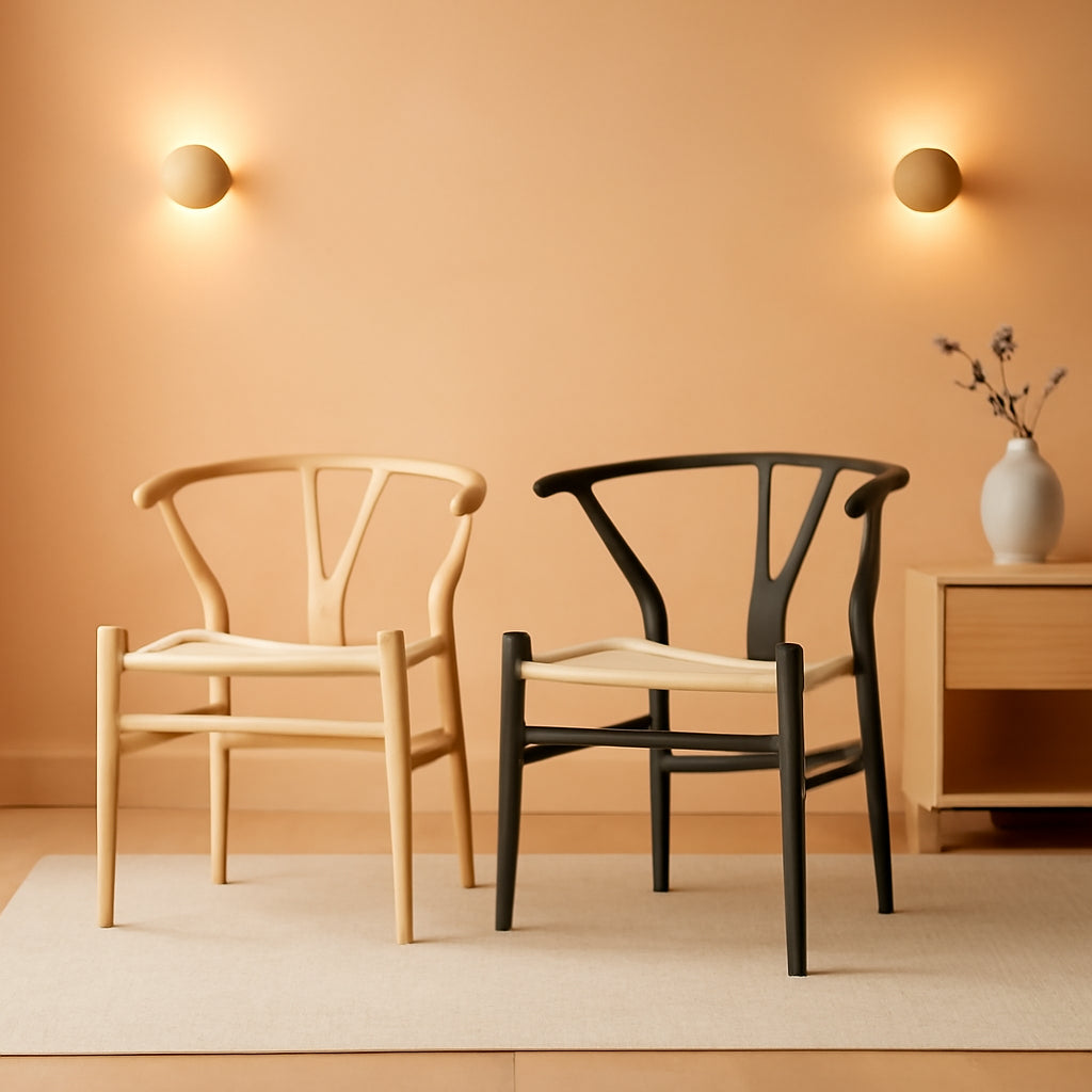Hans Wegner Woven Seat Chair Walnut Natural Ash Wood Frame