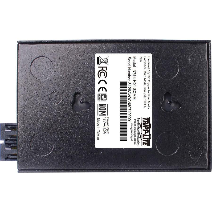 Hardened Media Converter - 10/100 Mbps RJ45 to SC Multimode Fiber | Tripp Lite N784-H01-SCMM