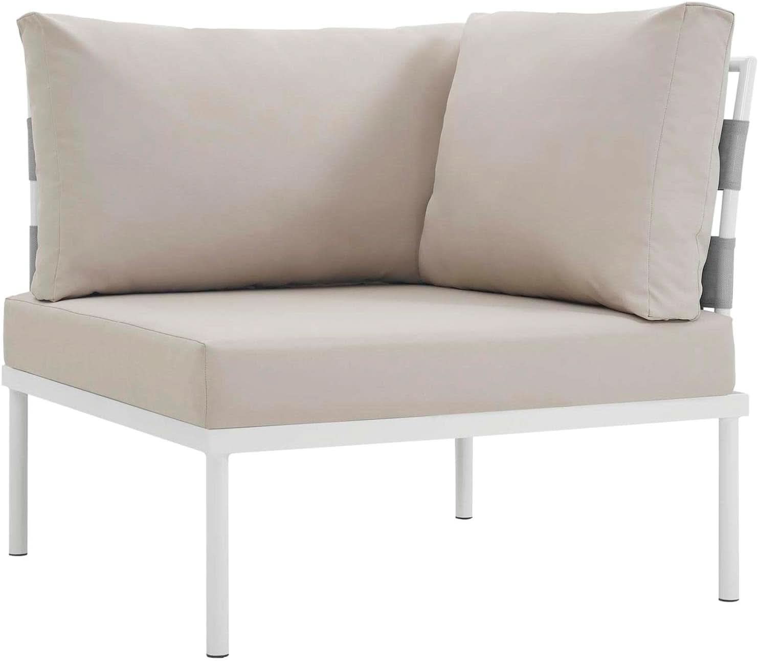 Harmony Aluminum Outdoor Sectional Sofa Set White Cushions