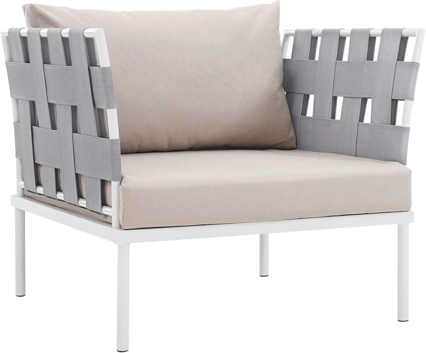 Harmony Aluminum Outdoor Sectional Sofa Set White Cushions