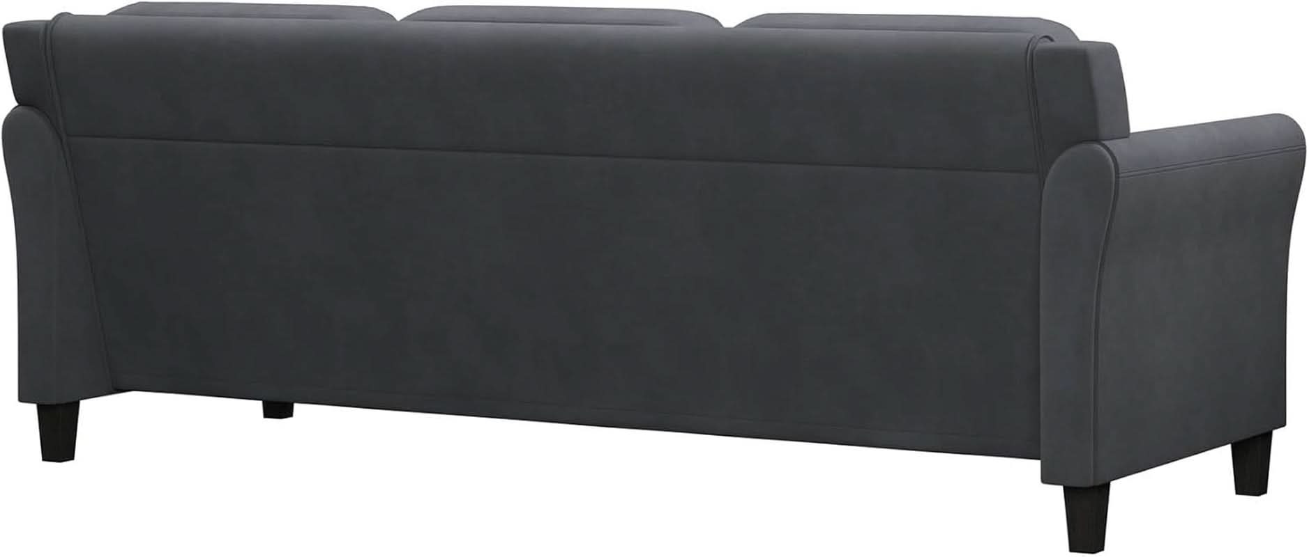 Harrington Grey Sofa Button Tufted Rolled Arm With Plush Cushions