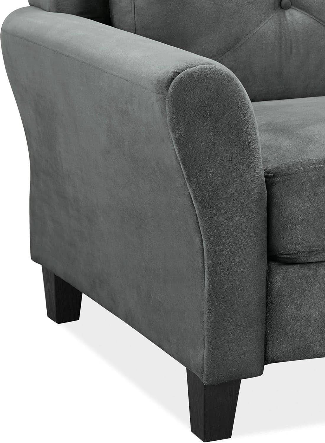 Harrington Grey Sofa Button Tufted Rolled Arm With Plush Cushions