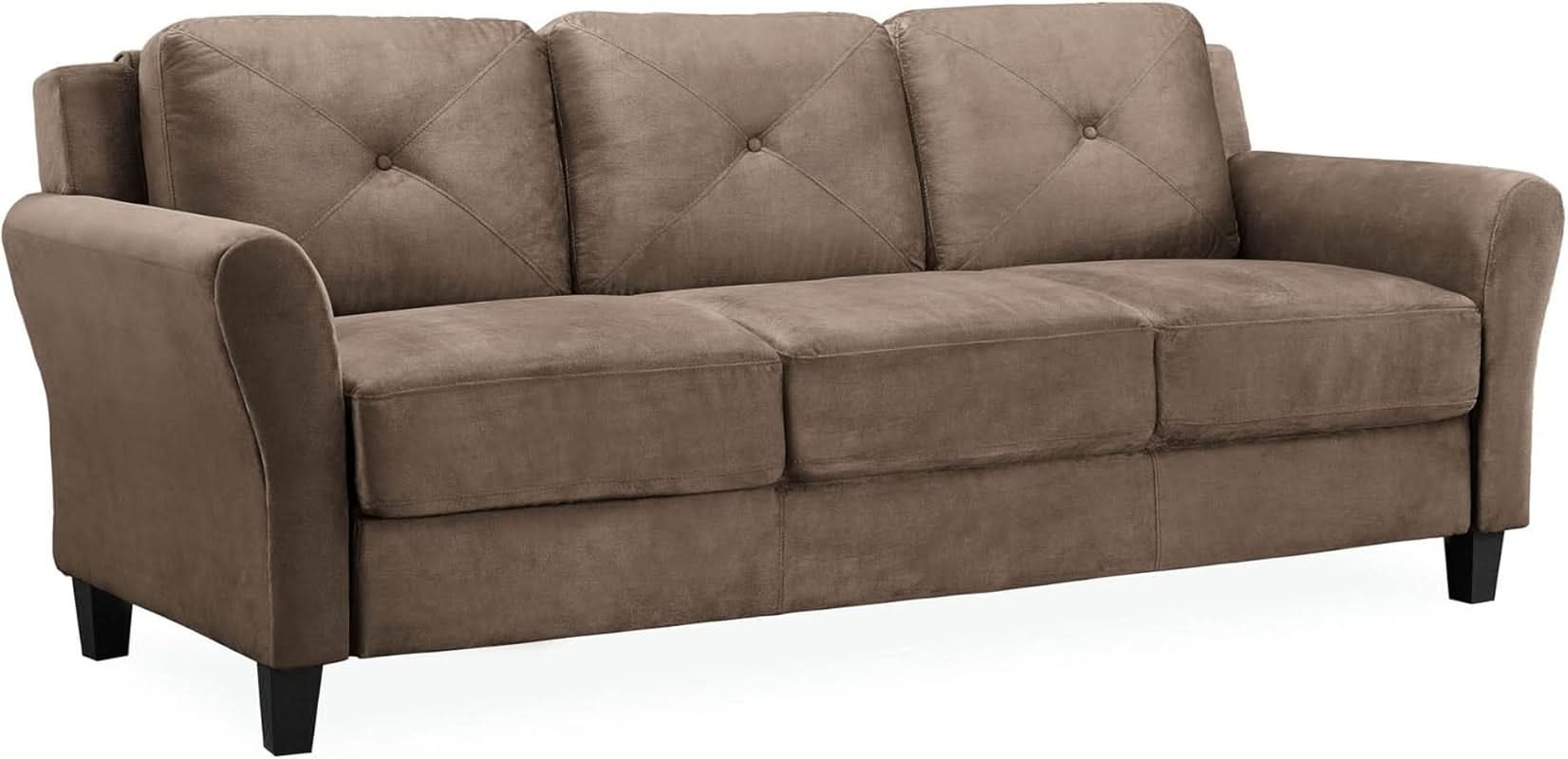 Harrington Microfiber Brown Three Seat Sofa Living Room