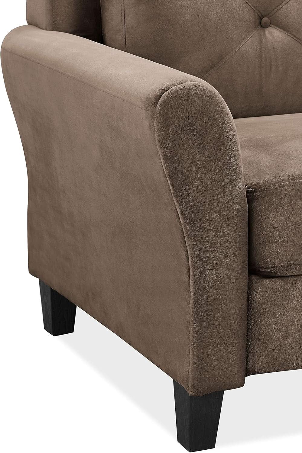 Harrington Microfiber Brown Three Seat Sofa Living Room