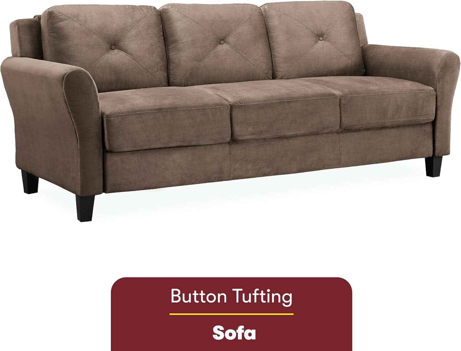 Harrington Microfiber Brown Three Seat Sofa Living Room