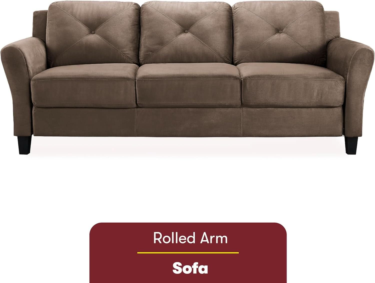 Harrington Microfiber Brown Three Seat Sofa Living Room