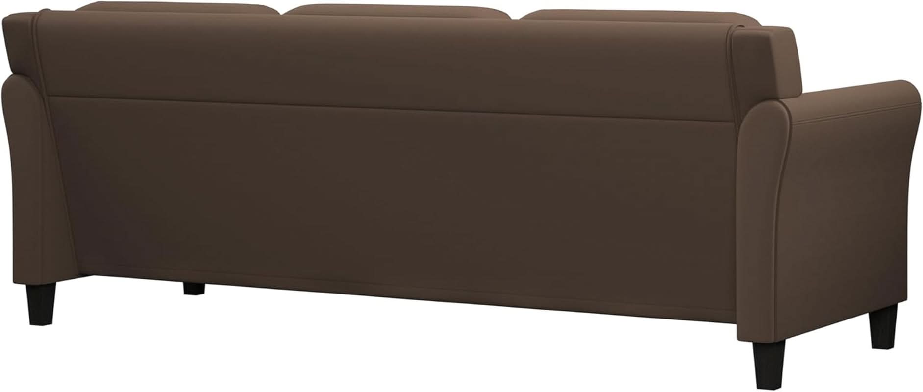 Harrington Microfiber Brown Three Seat Sofa Living Room