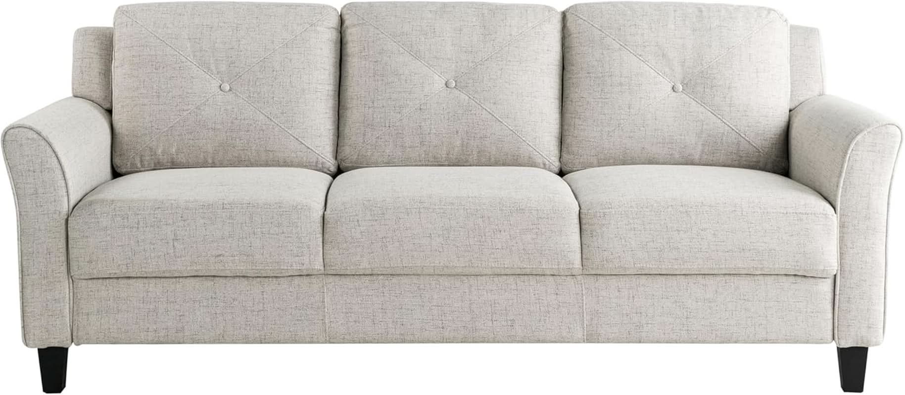 Harrington Sofa Beige With Curved Arms For Living Room
