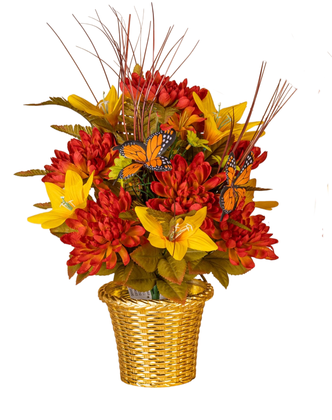 Harvest Floral Arrangements in Gold Weighted Pot -