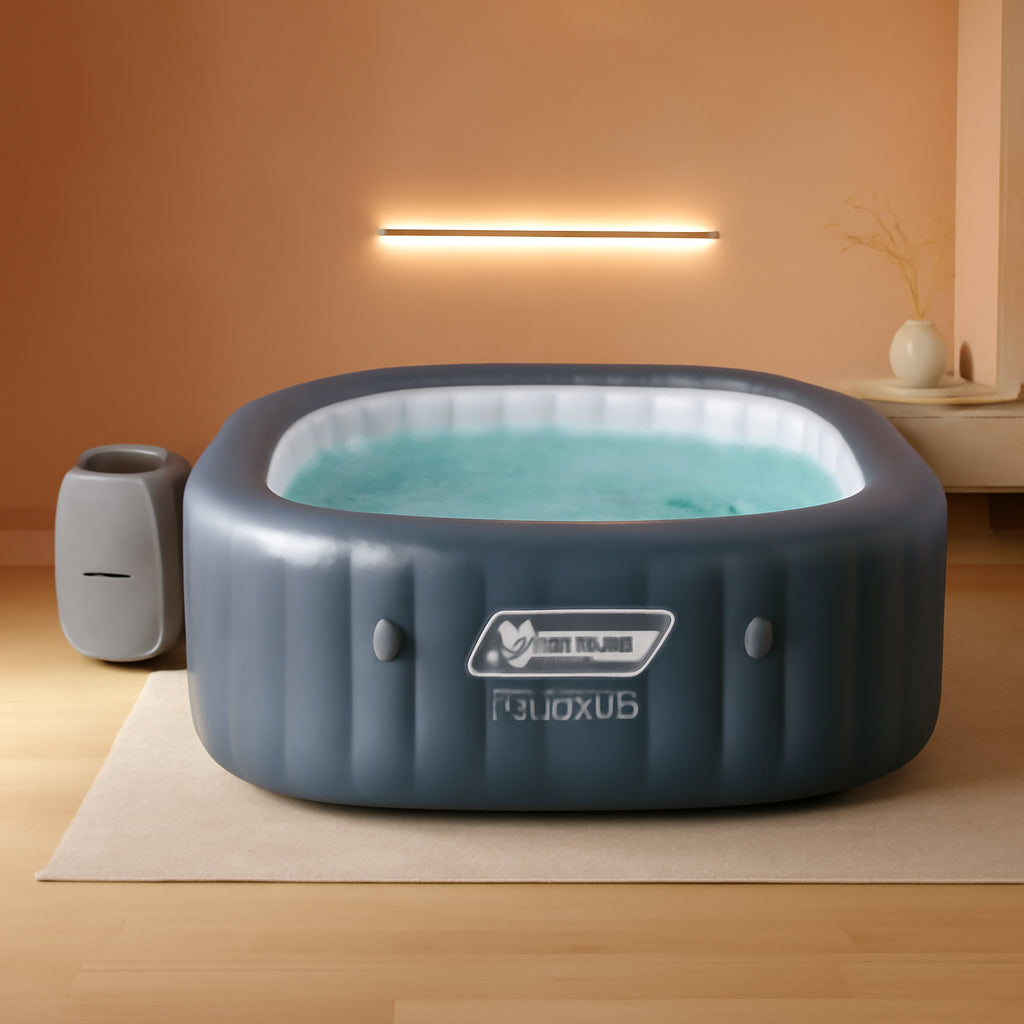 Hawaii Airjet Large Square Inflatable Hot Tub For 4 To 6 People Grey
