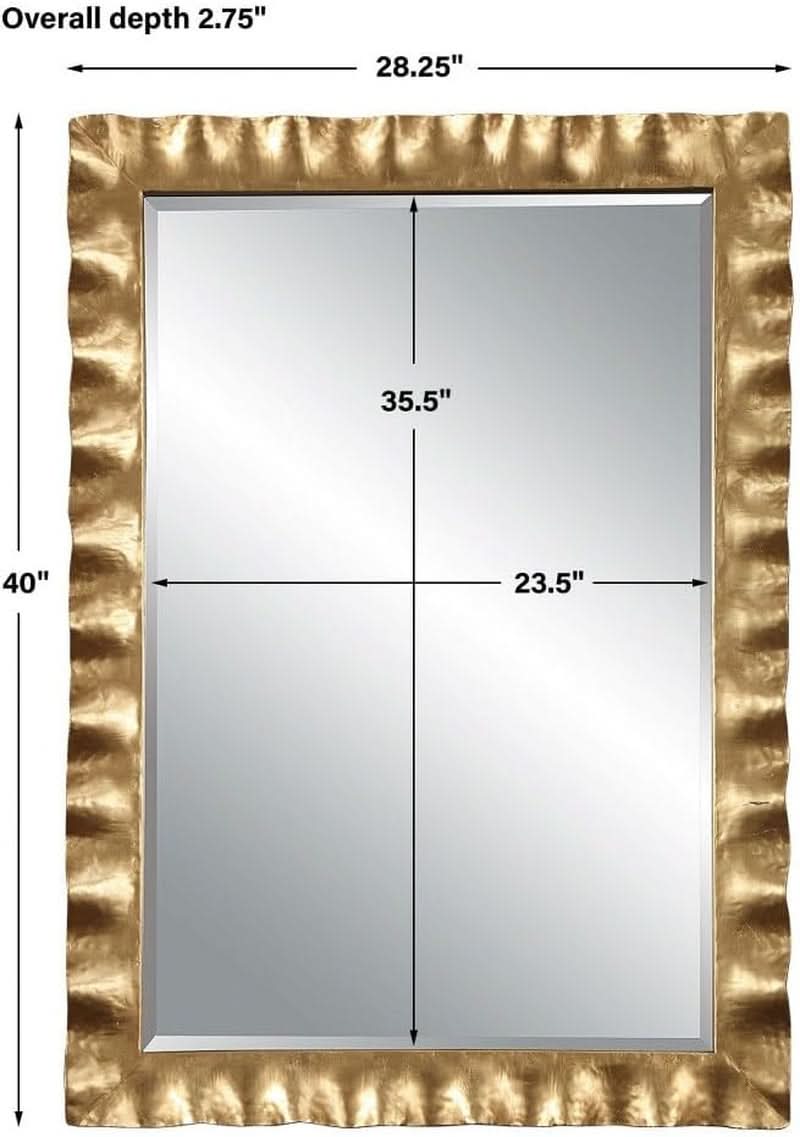 Haya 40 Inch Scalloped Mirror Antiqued Gold Leaf Finish