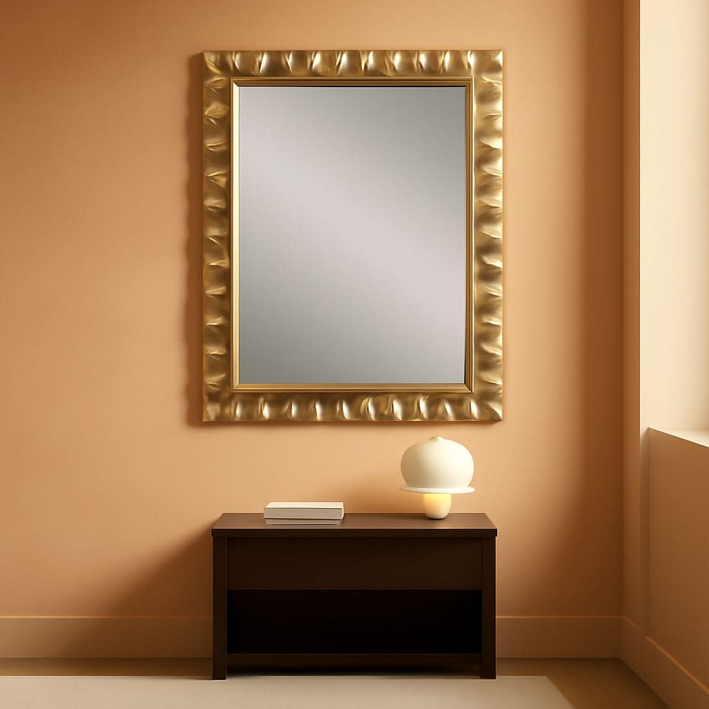 Haya 40 Inch Scalloped Mirror Antiqued Gold Leaf Finish