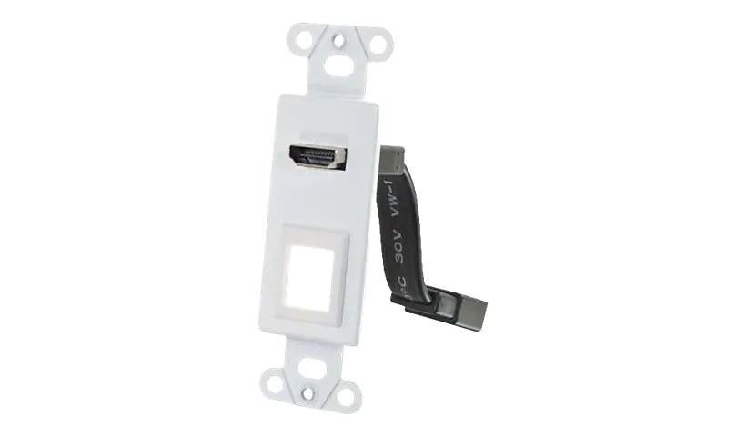 Hdmi Pass Through Decorative Wall Plate With One Keystone - White