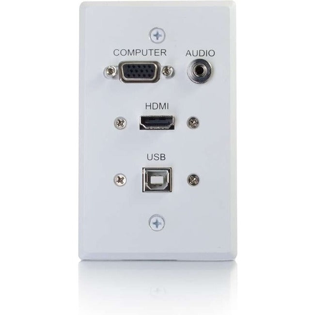 Hdmi, Vga, 3.5Mm Audio And Usb Pass Through Single Gang Wall Plate - White