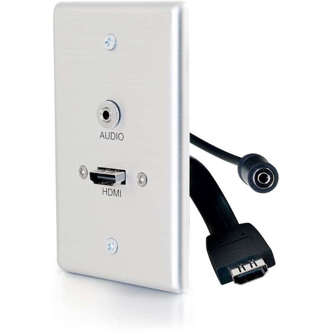 Hdmi&Reg; And 3.5Mm Audio Pass Through Single Gang Wall Plate - Brushed Aluminum