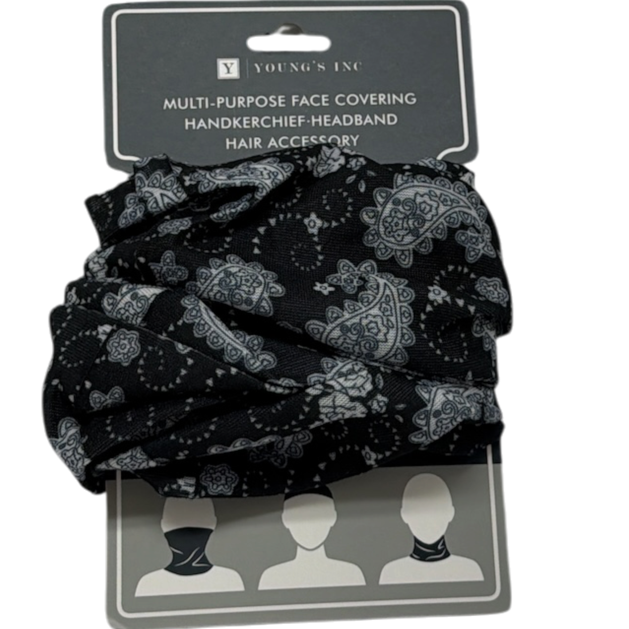 Headband/Scarf Black and White Paisley
