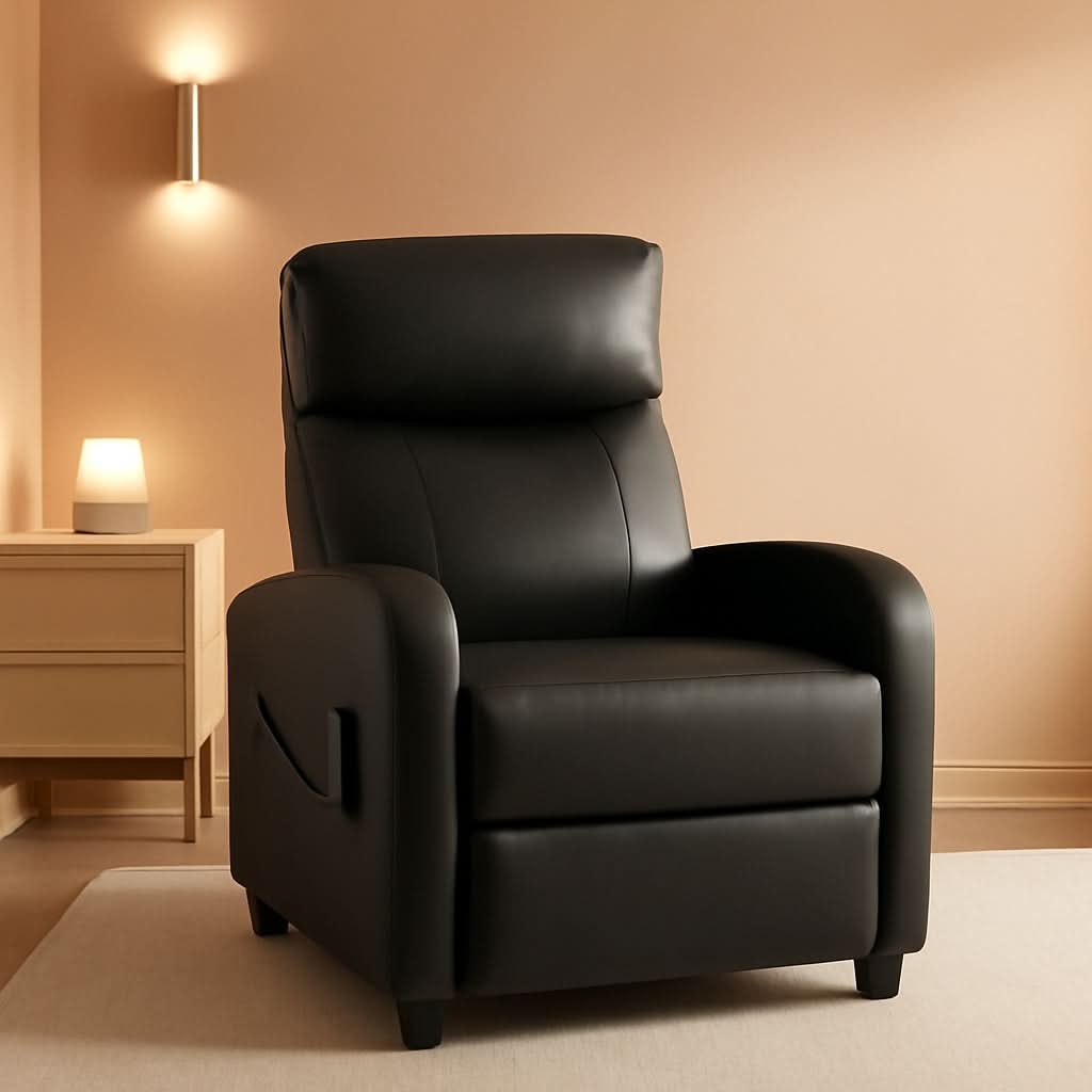 Heated Massage Recliner Chair Black With Adjustable Backrest And Footrest