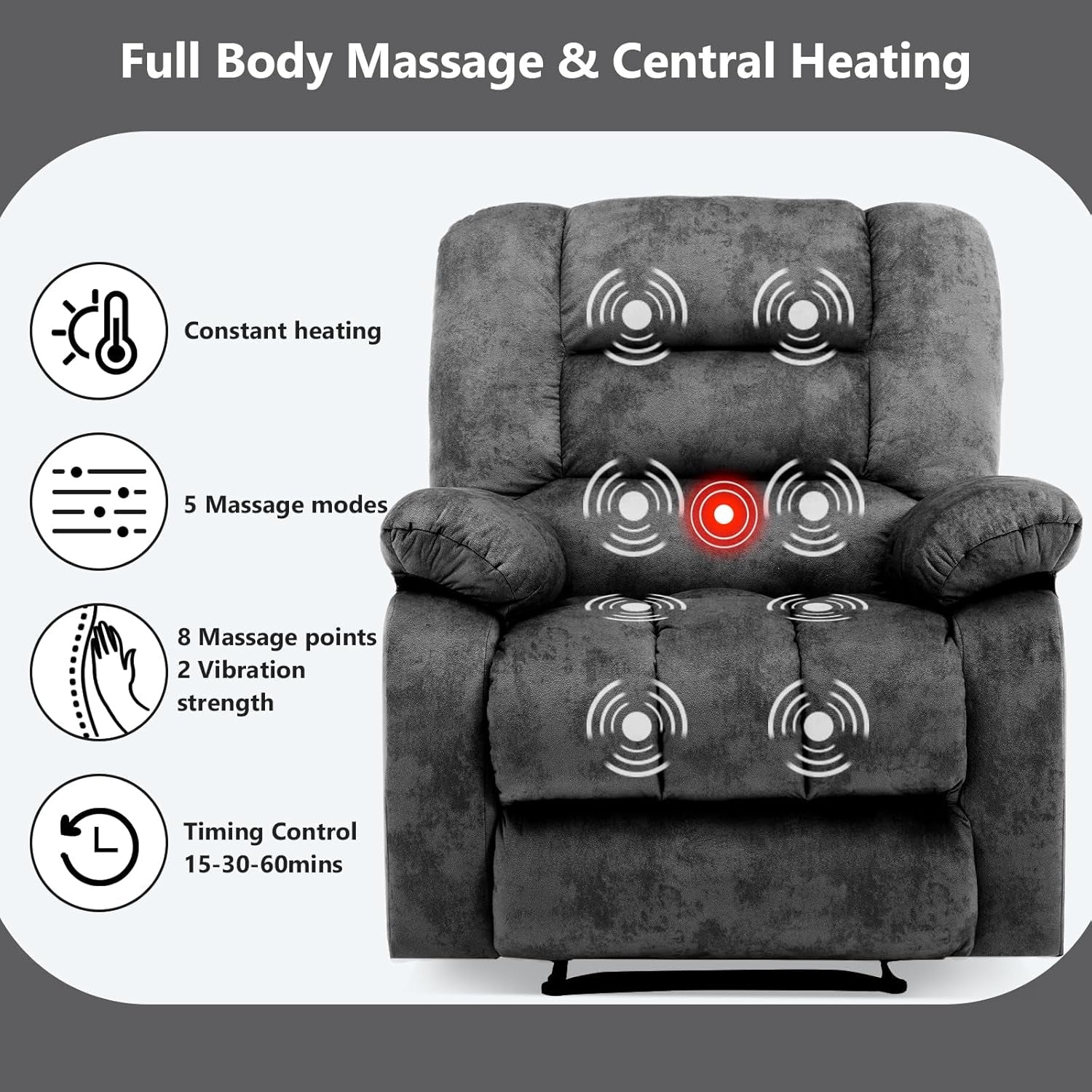 Heated Massage Recliner Chair With Targeted Heating