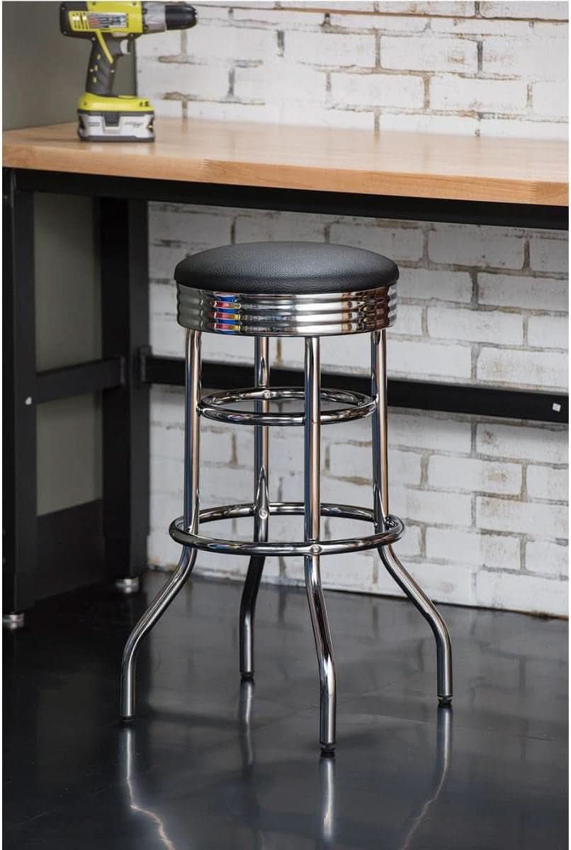 Heavy Duty 30 Inch Backless Swivel Bar Stool Chrome Finish