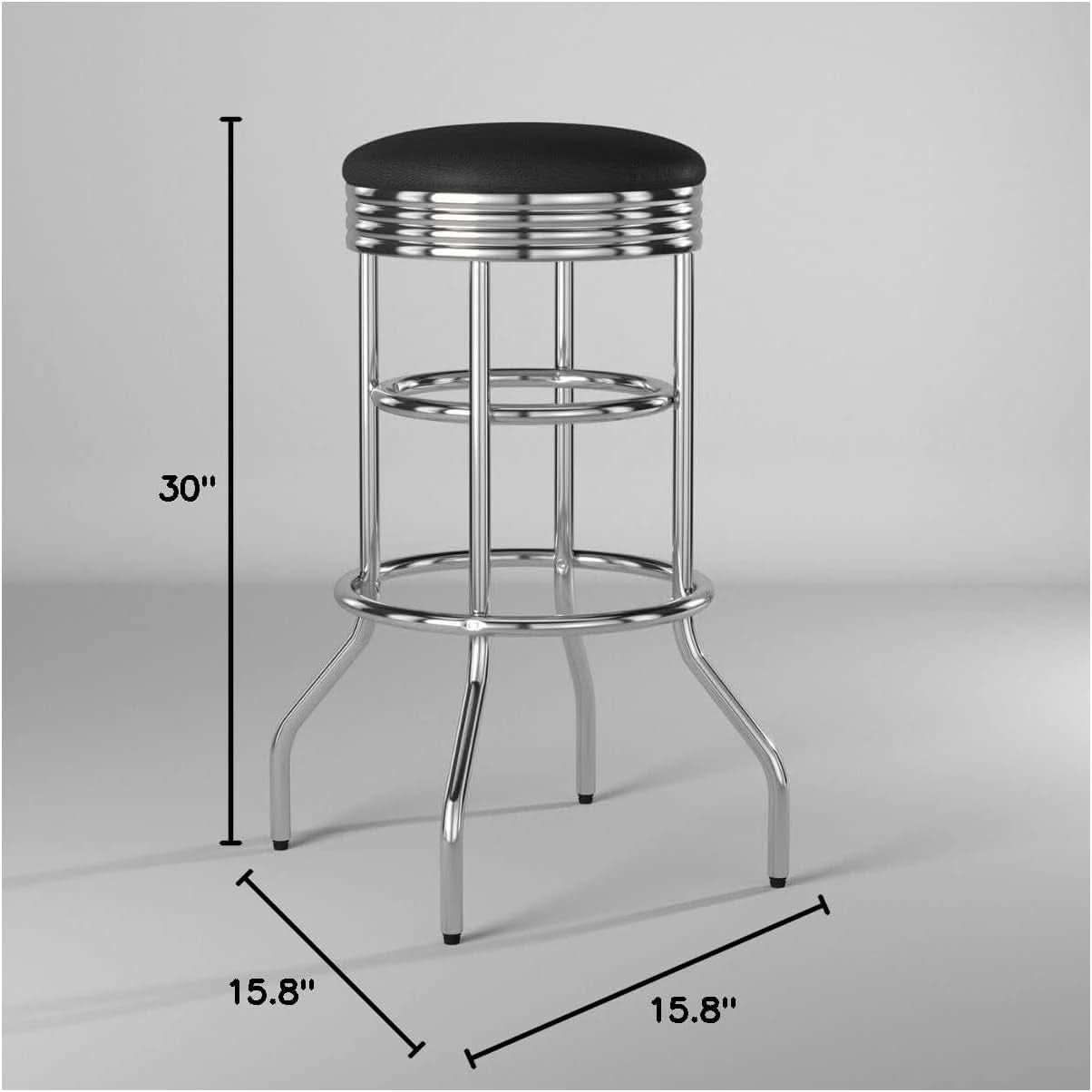 Heavy Duty 30 Inch Backless Swivel Bar Stool Chrome Finish
