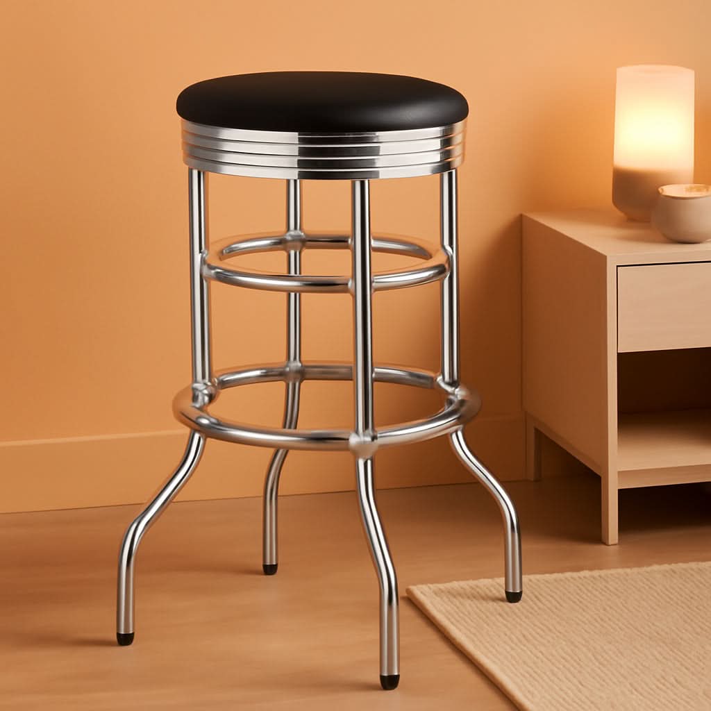 Heavy Duty 30 Inch Backless Swivel Bar Stool Chrome Finish