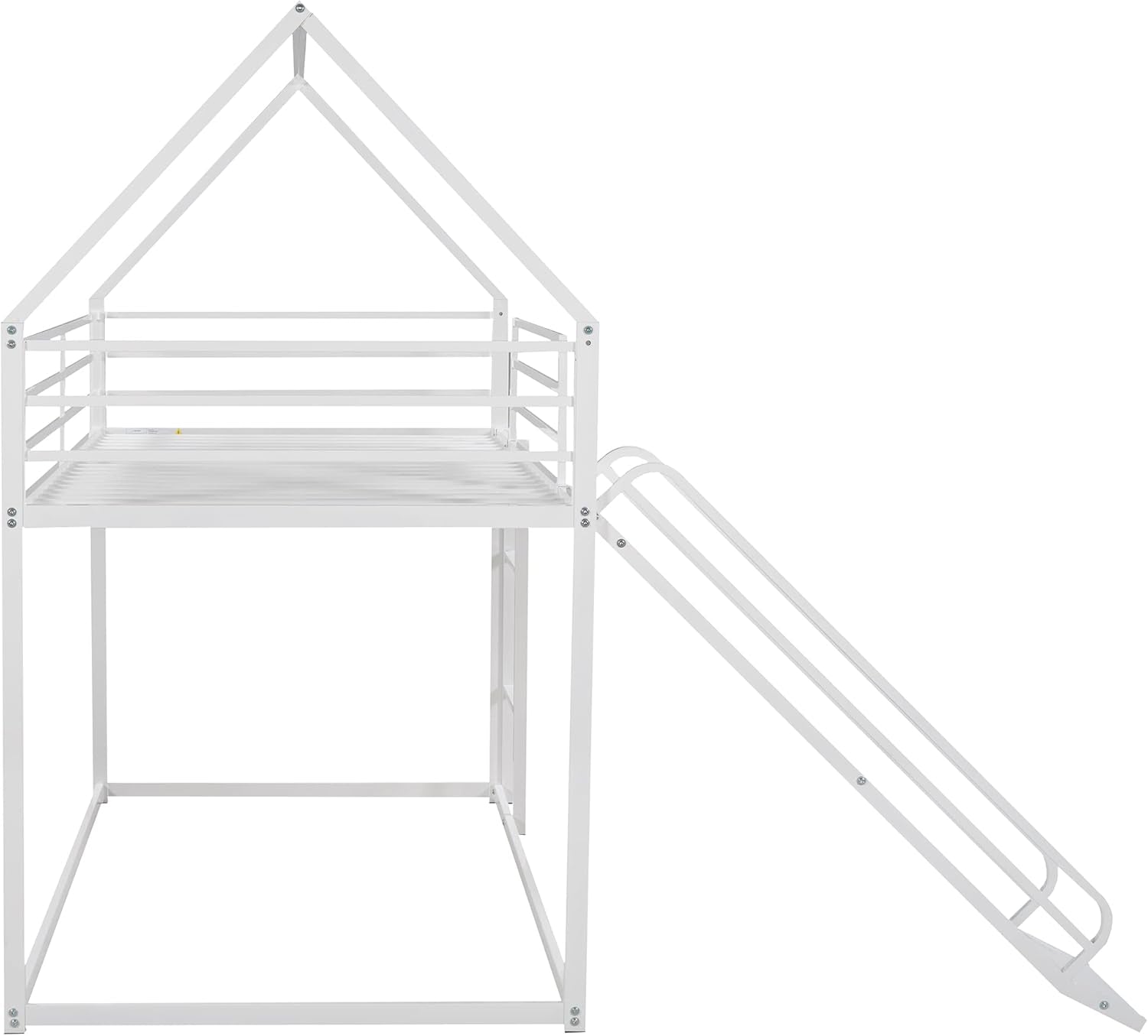 Heavy Metal Junior House Low Bunk Bed Twin Over Twin Slide White