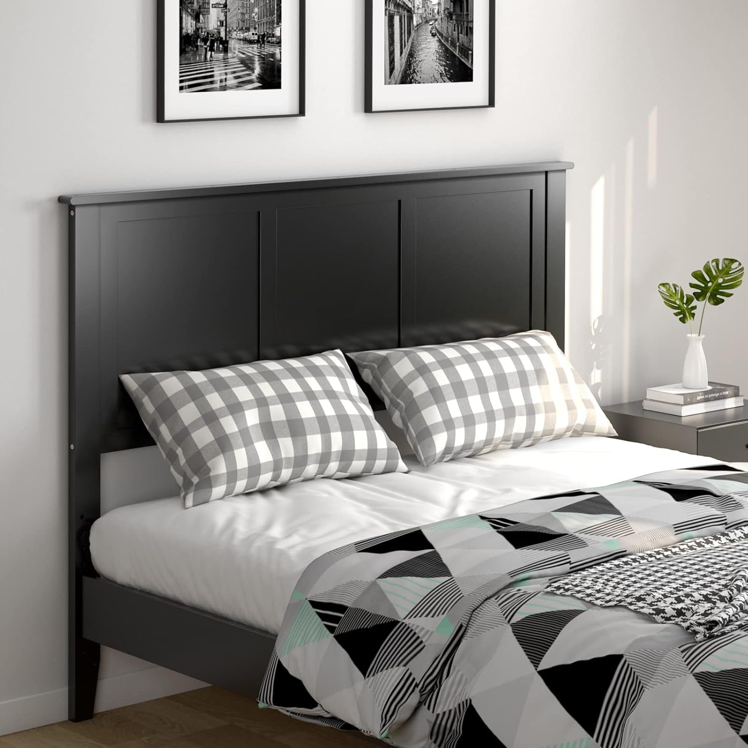 Height Adjustable Black Flat Panel Headboard Full Size