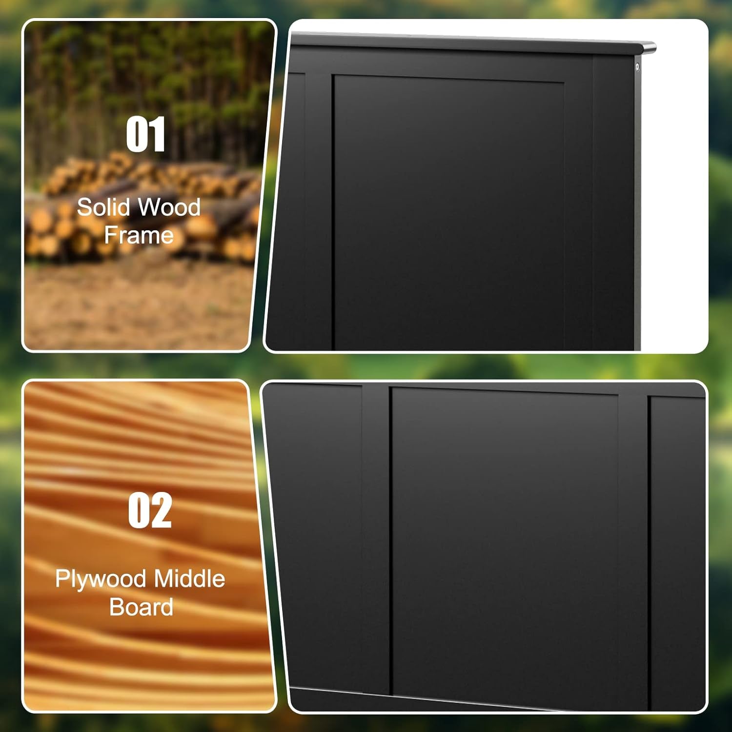 Height Adjustable Black Flat Panel Headboard Full Size