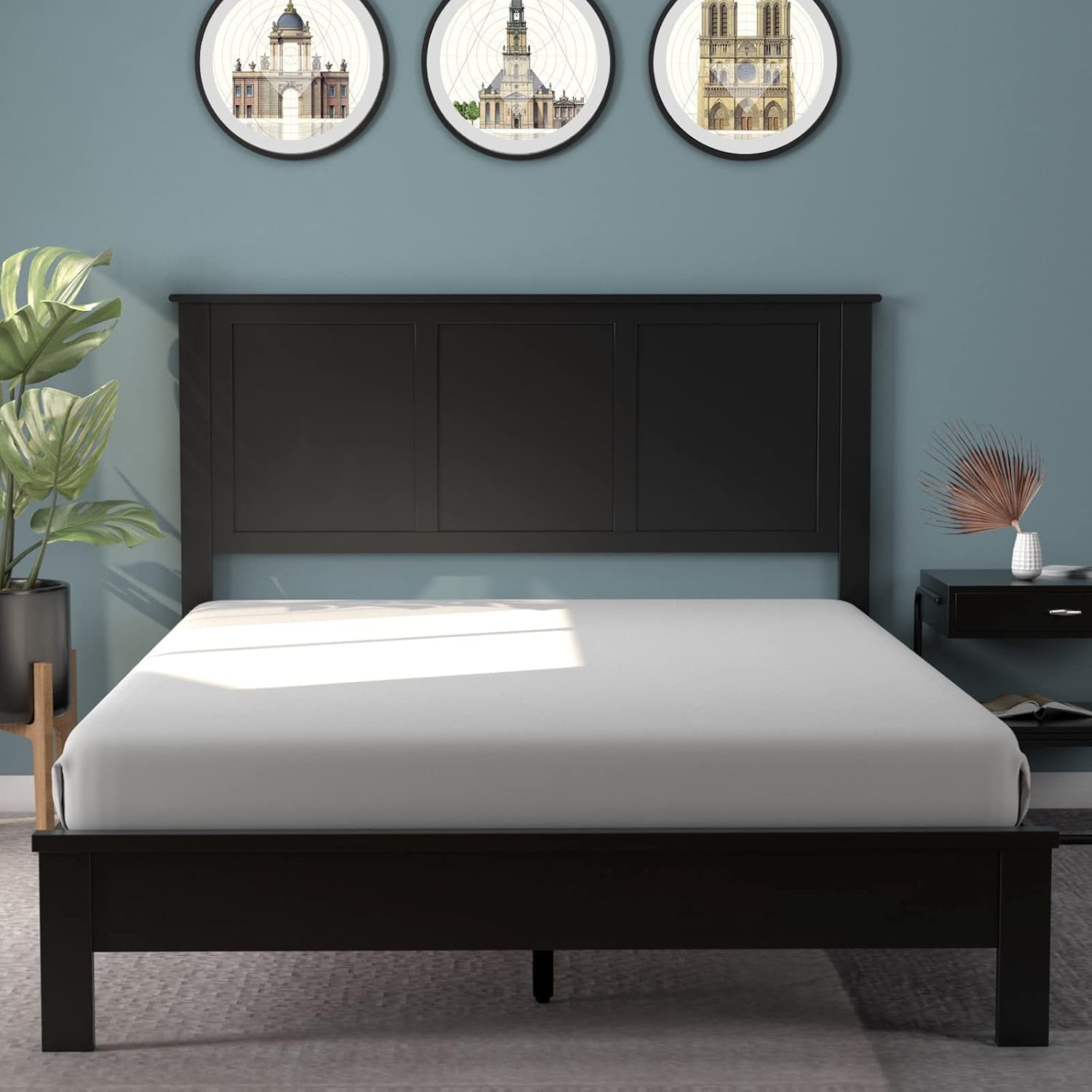 Height Adjustable Black Flat Panel Headboard Full Size