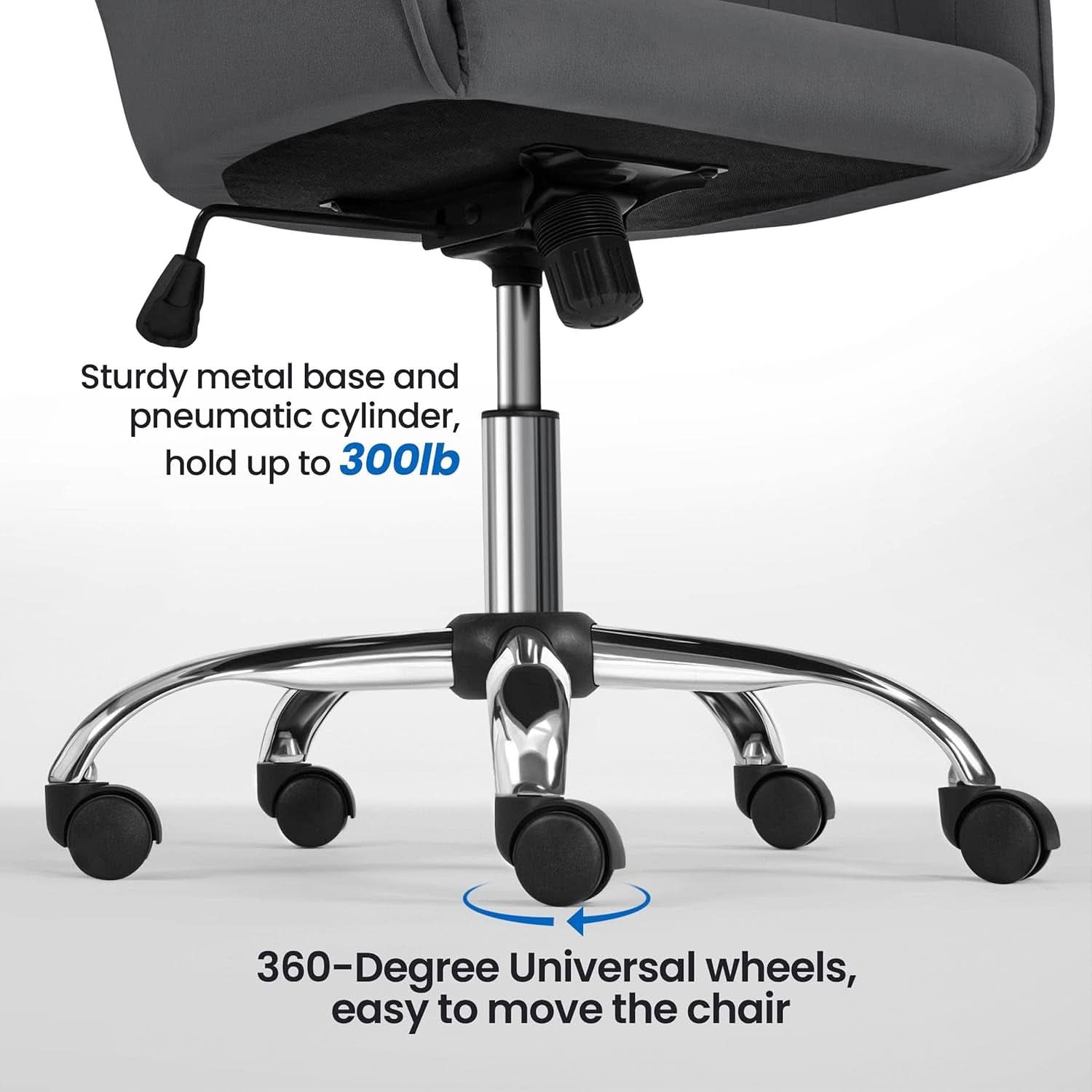 Height Adjustable Desk Chair Gray For Home Office Use