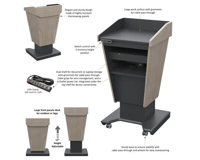 Height Adjustable Diplomat Podium PDDL25
