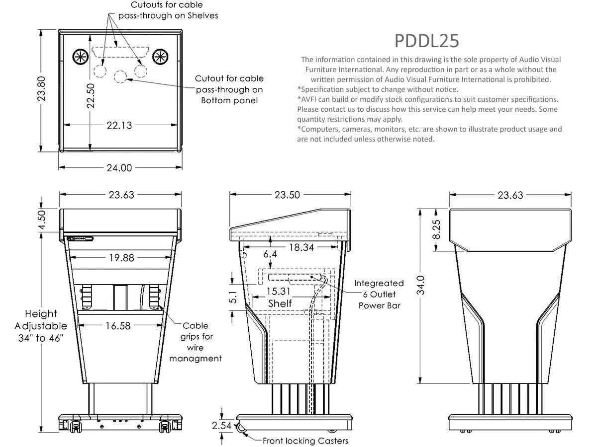 Height Adjustable Diplomat Podium PDDL25