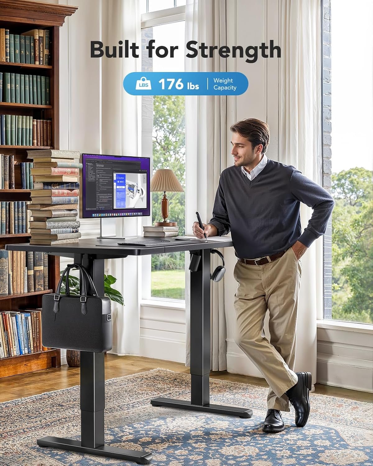 Height Adjustable Electric Standing Desk with Cable Management