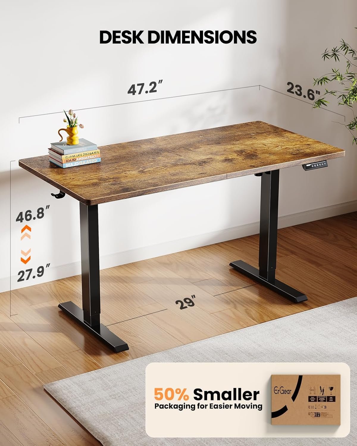 Height Adjustable Electric Standing Desk with Memory Buttons