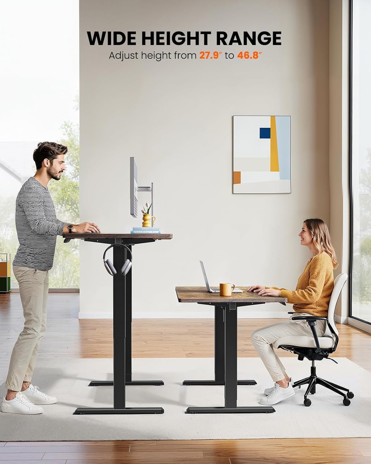 Height Adjustable Electric Standing Desk with Memory Buttons