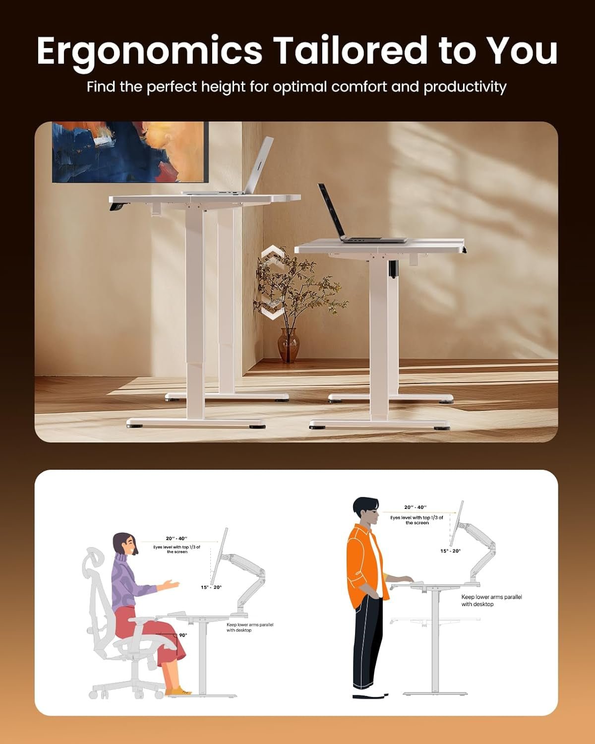 Height Adjustable Electric Standing Desk with Memory Buttons