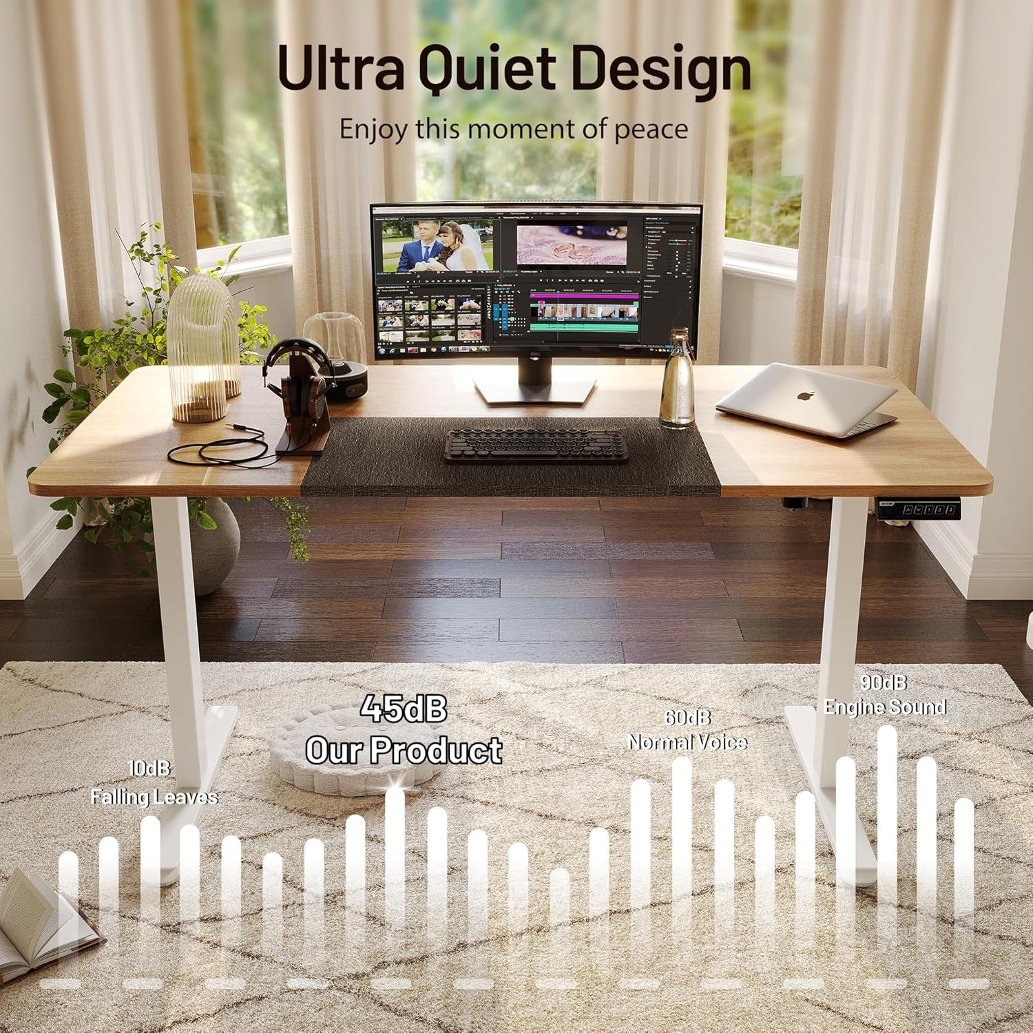 Height Adjustable Electric Standing Desk with Wheels and Memory Presets