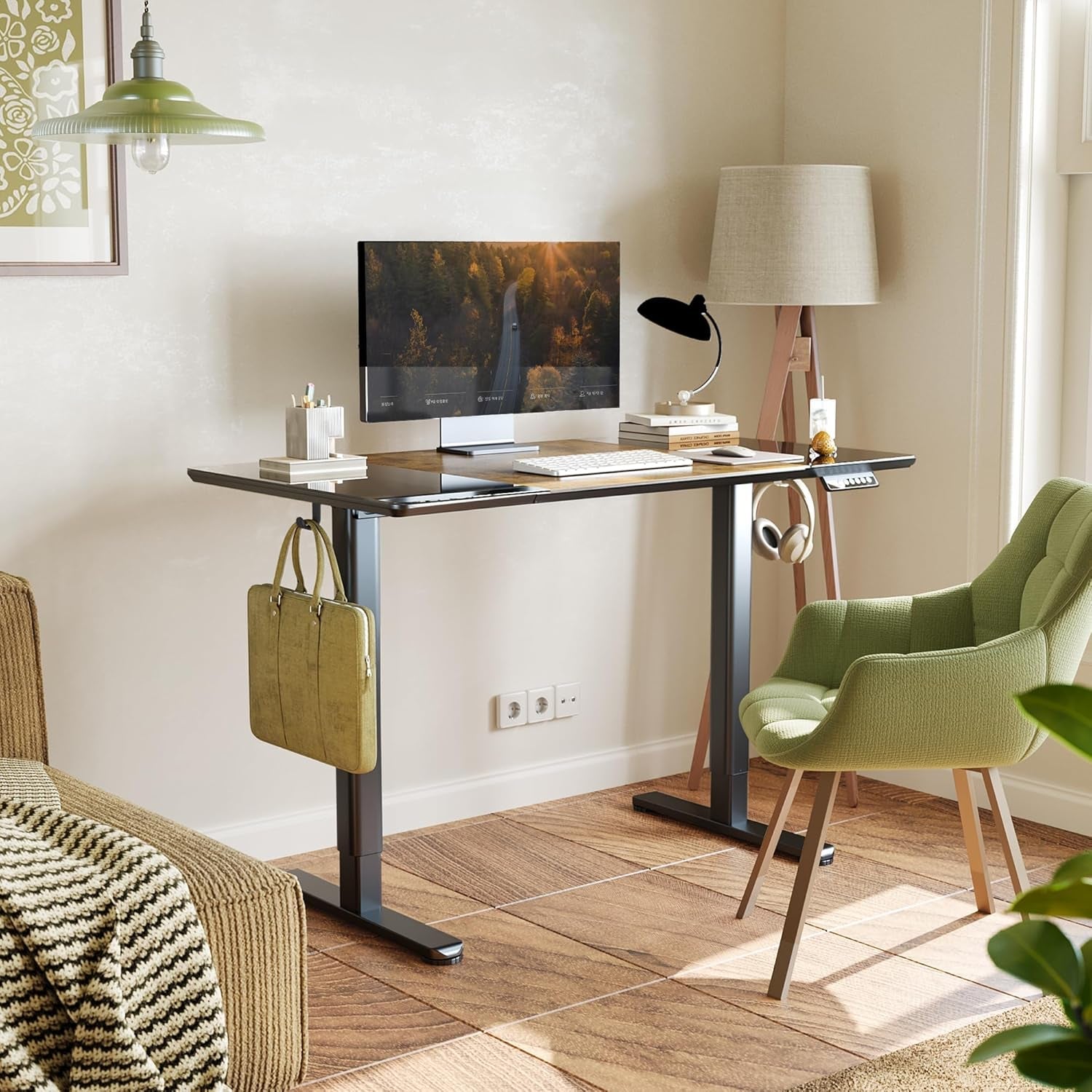 Height Adjustable Glass Standing Desk 48x24 Inches